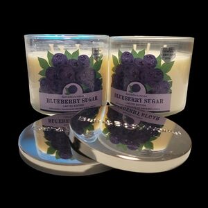 2pc Bath & Body Works Blueberry Sugar Scented 3-Wick Candles - New!